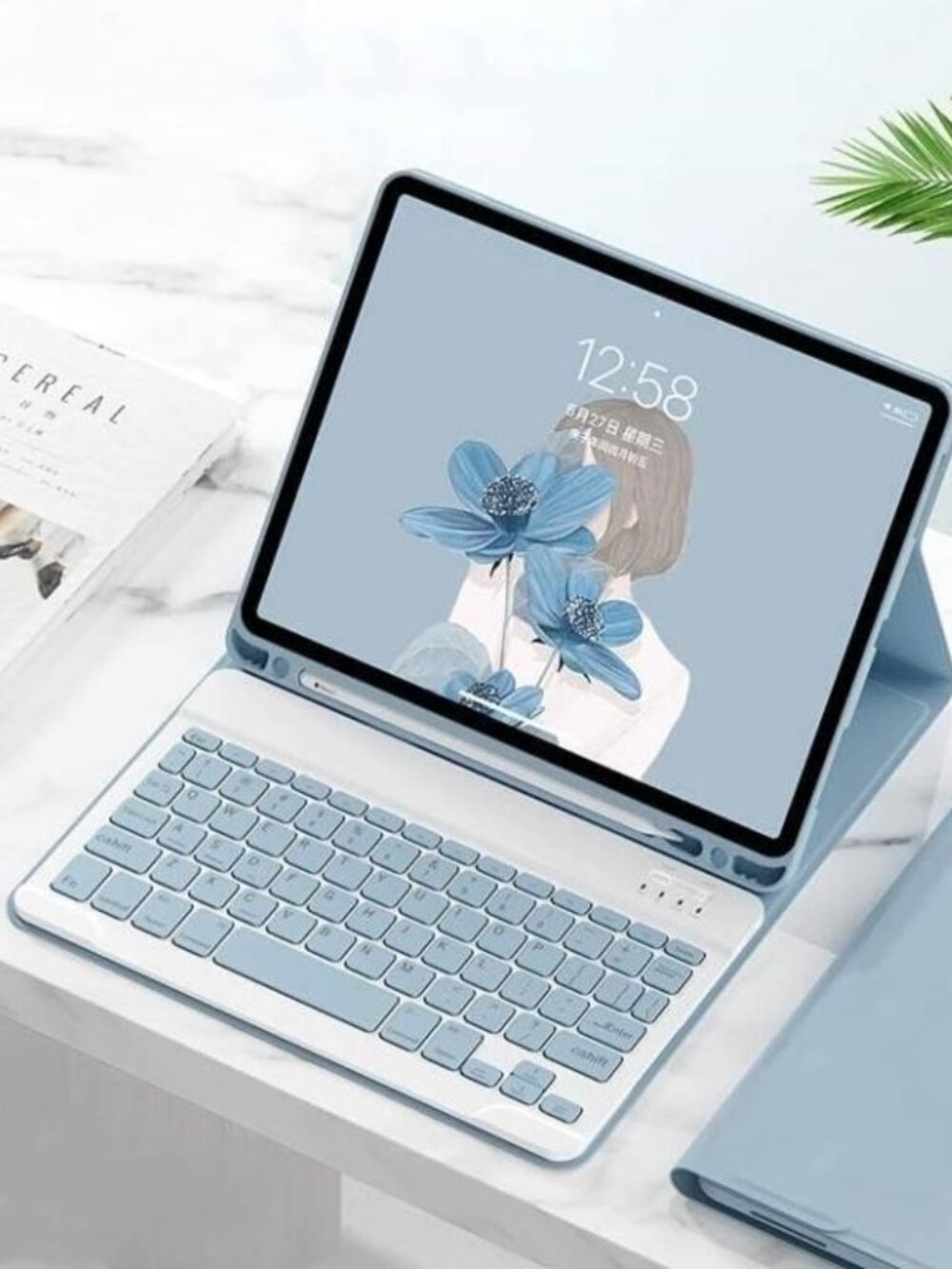 Samsung Galaxy Tab S6 Lite 10.4" Keyboard Case Folio Mist Blue